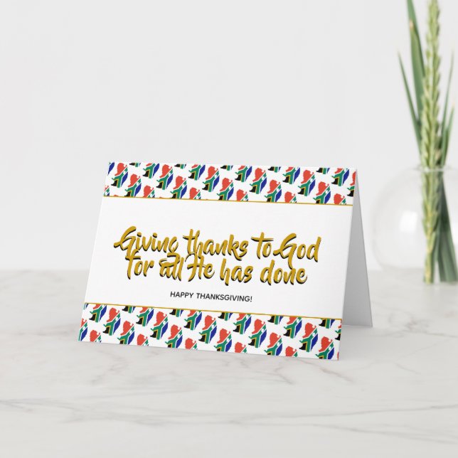 Stylish SOUTH AFRICA Giving Thanks THANKSGIVING Holiday Card (Front)