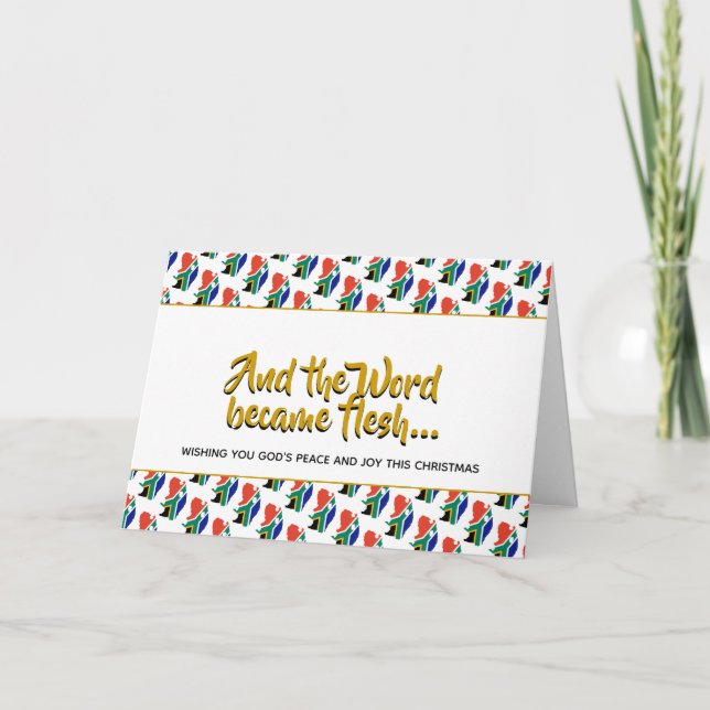 Stylish SOUTH AFRICA Word Became Flesh CHRISTMAS Holiday Card (Front)