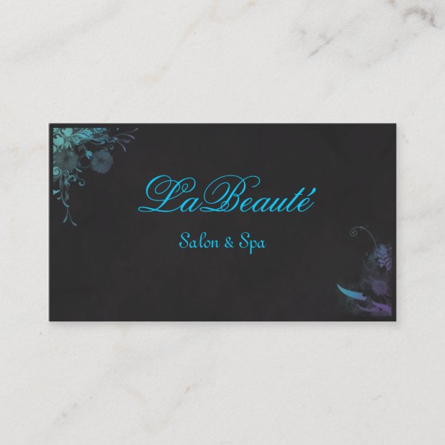 Stylish Spa Floral Blue Turquoise Business Card (Front)