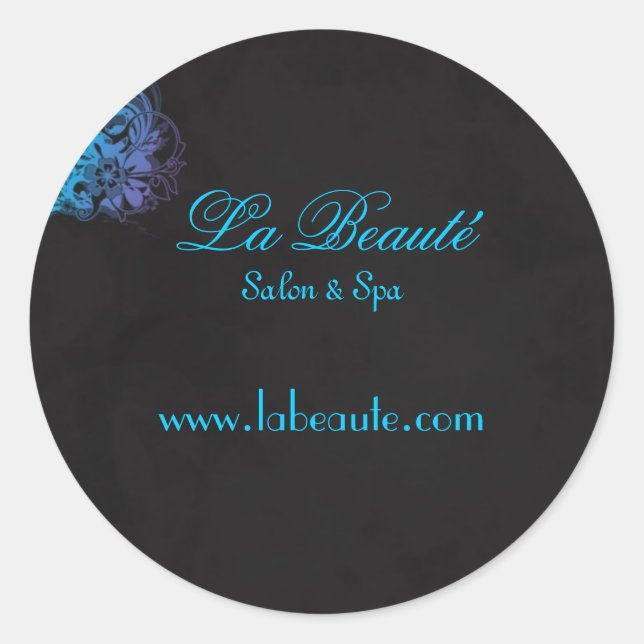Stylish Spa Salon Floral Blue Turquoise Sticker (Front)