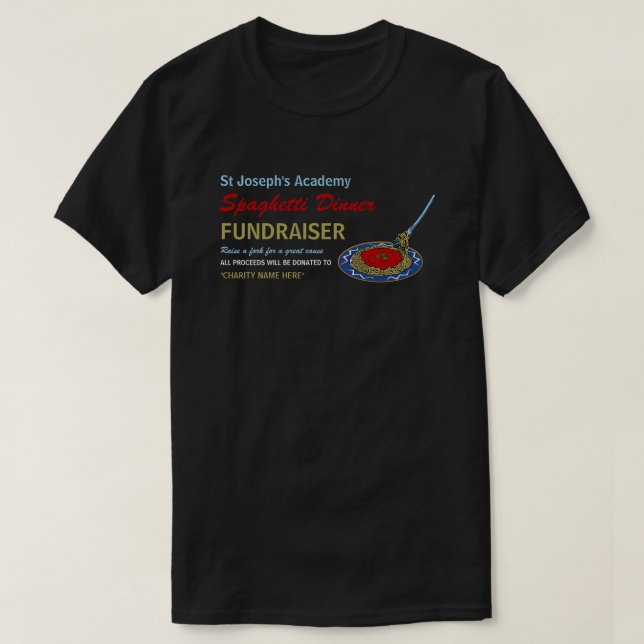 Stylish Spaghetti Dinner Fundraiser Event T-Shirt (Design Front)