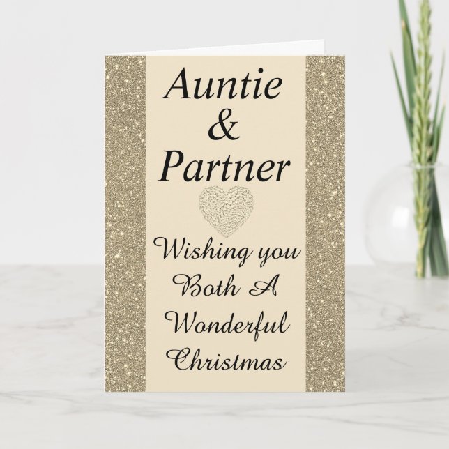 Stylish special auntie & partner Christmas card (Front)