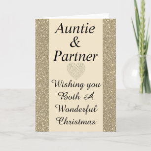 Stylish special auntie & partner Christmas card