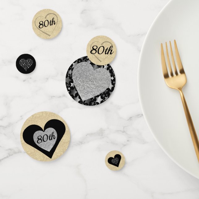 Stylish special birthday table confetti 80th (Group)