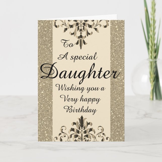 Stylish special daughter Birthday card (Front)
