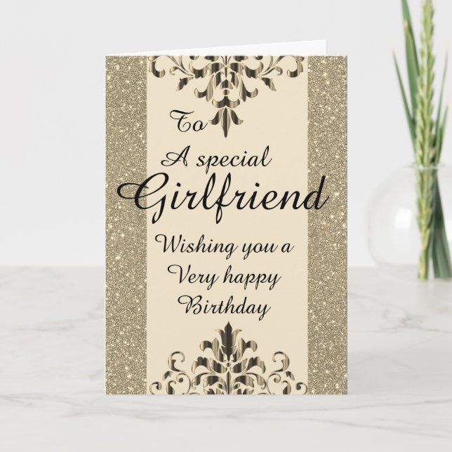 Stylish special girlfriend  Birthday card (Front)