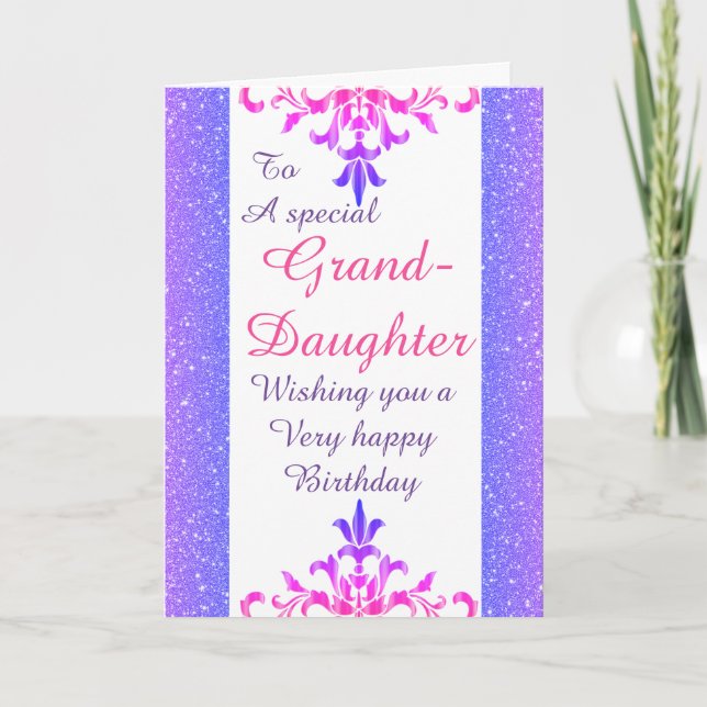 Stylish special granddaughter Birthday card (Front)