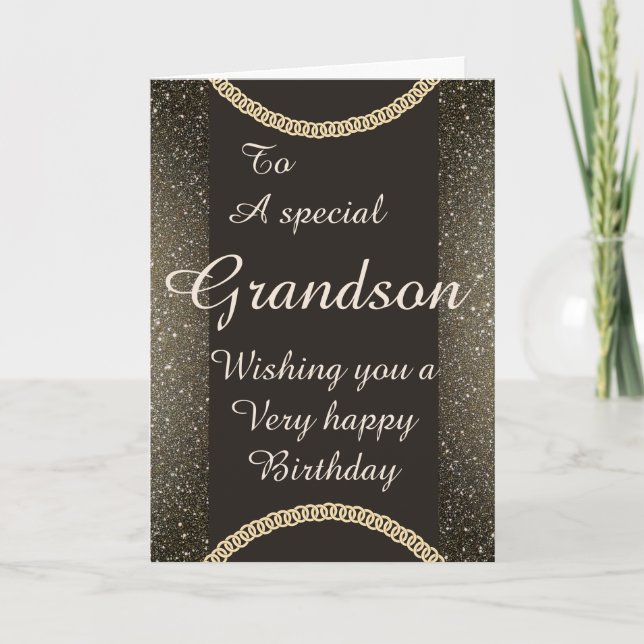 Stylish special grandson Birthday card (Front)