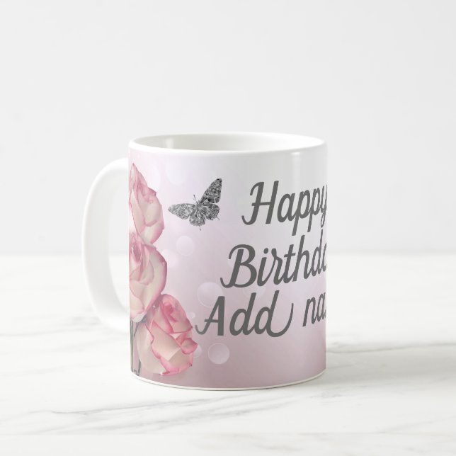 Stylish special personalised happy birthday mug (Front Left)