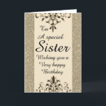 Stylish special sister Birthday card<br><div class="desc">Stylish special sister Birthday card</div>