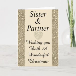 Stylish special sister & partner Christmas card