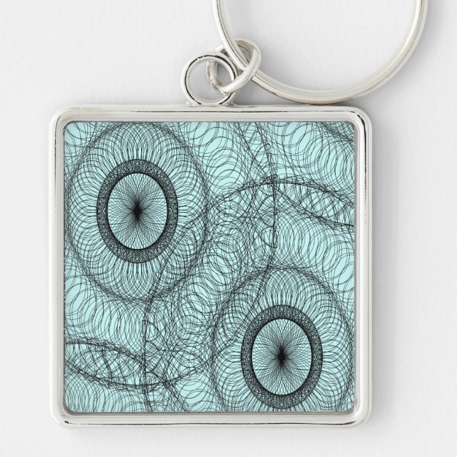 Stylish Spirograph Swirly Zen Doodle Pattern Key Ring (Front)