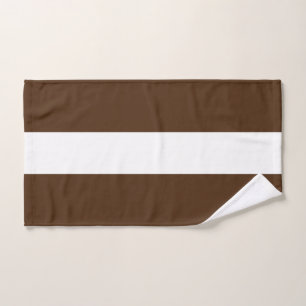 Stylish Sporty Cocoa Brown White Wide Stripes Bath Towel Set