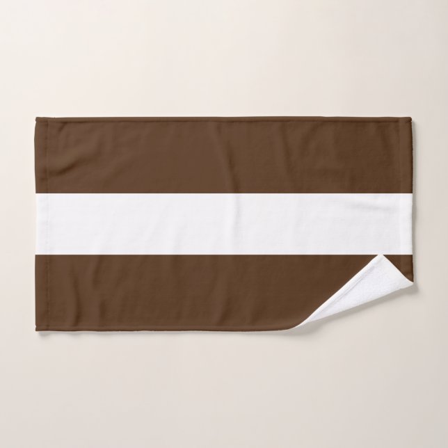 Stylish Sporty Cocoa Brown White Wide Stripes Bath Towel Set (Hand Towel)