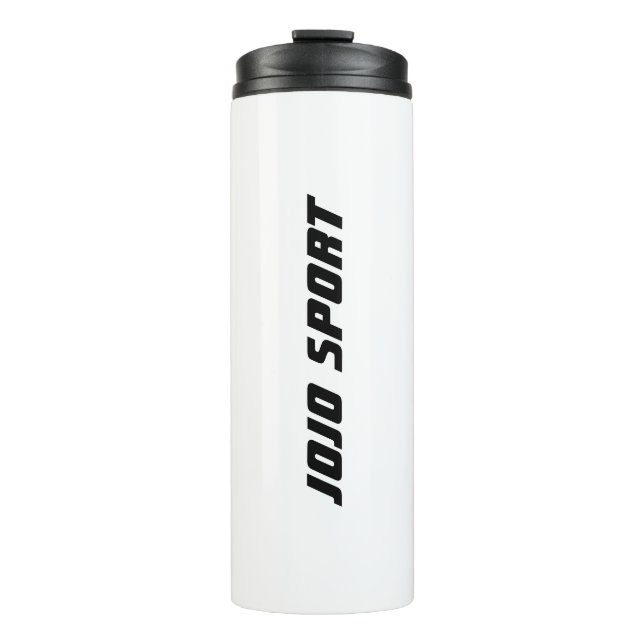 Stylish sporty design black and white JoJo Sport Thermal Tumbler (Front)