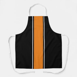 Stylish Sporty Orange White Black Racing Stripes Apron
