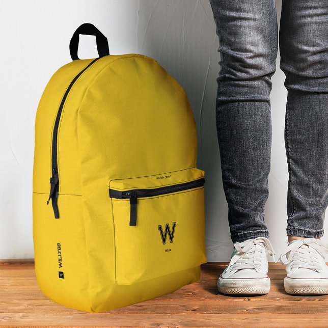 Stylish Sporty Yellow School Monogram  Printed Backpack (Stylish Sporty Yellow School Monogram Printed Backpack
)