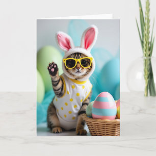 Stylish Spring Cat Costume Card