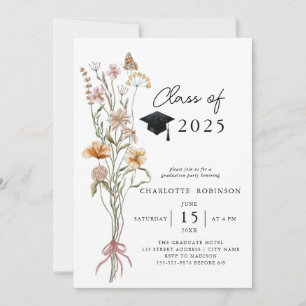 Stylish Spring Wildflower Graduation Party Invitation