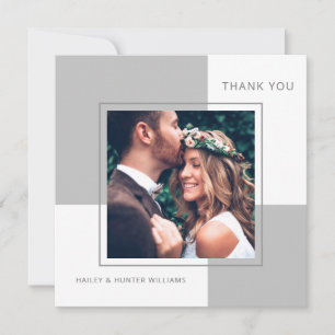 Stylish Square Wedding Thank You with Photo
