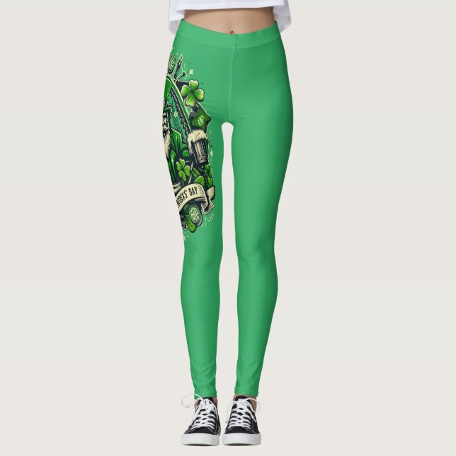 Stylish St. Patrick's Day Celebration Leggings (Front)