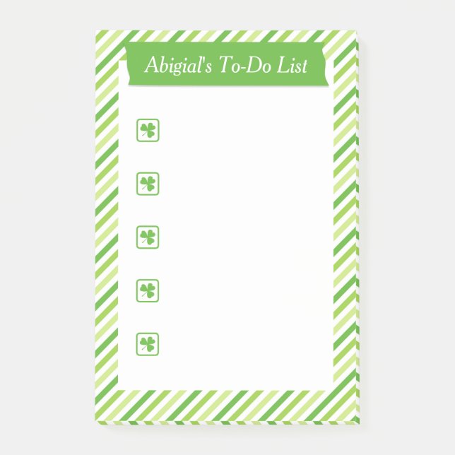 Stylish St. Patrick's Day To-Do List Post-it Notes (Front)