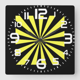 Stylish Starburst Clock. Art Deco look. Square Wall Clock