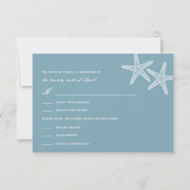 Stylish Starfish Wedding RSVP/Response Cards (Front)