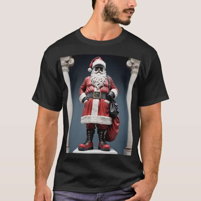 Stylish Statue Santa Claus T-Shirt (Front)
