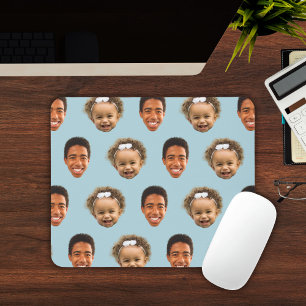 Stylish Steel Blue Mum Gift – 2 Face Photo Custom Mouse Mat