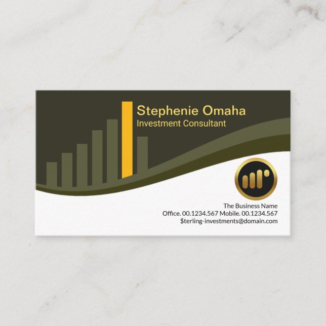 Stylish Stock Exchange City Block Graph Investment Business Card (Front)