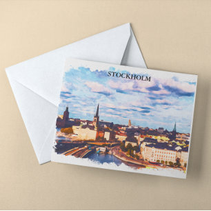 Stylish Stockholm Sweden Panorama City View Postcard