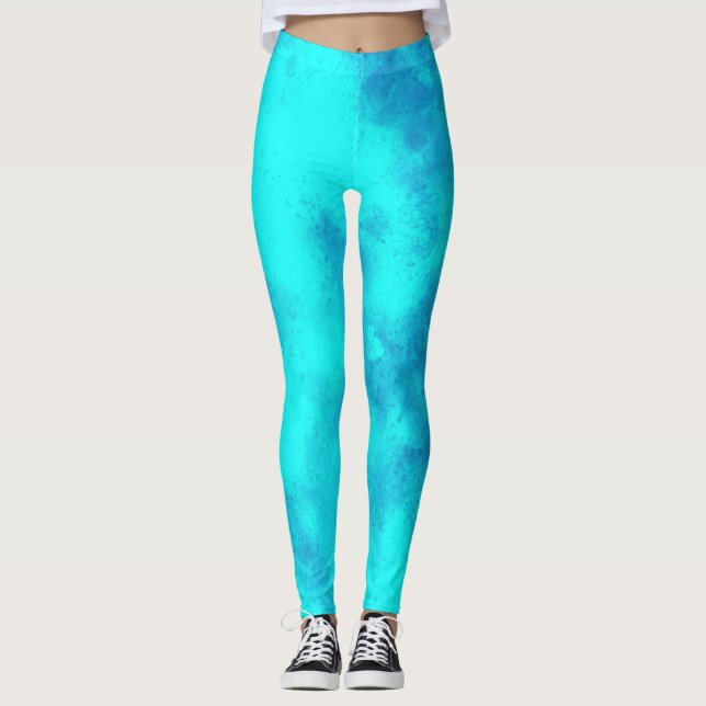 Stylish Storm cloud effect Blue Leggings (Front)