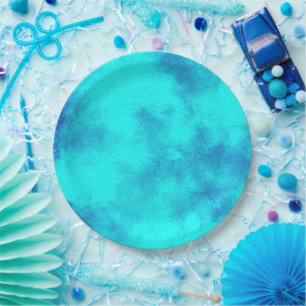 Stylish Storm cloud effect Blue Paper Plate