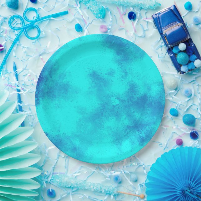 Stylish Storm cloud effect Blue  Paper Plate (Party)