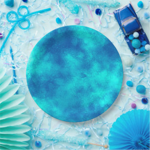 Stylish Storm cloud effect Blue Paper Plate