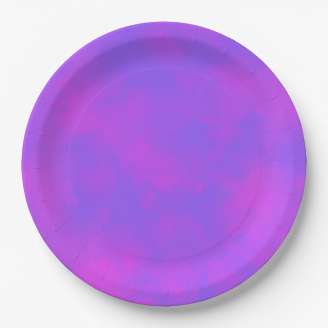 Stylish Storm cloud effect Blue pink Paper Plate (Front)