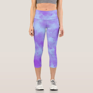 Stylish Storm cloud effect Blue Purple Capri Leggings