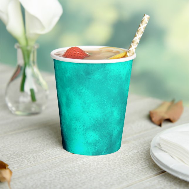 Stylish Storm cloud effect Emerald green Paper Cups (Insitu)