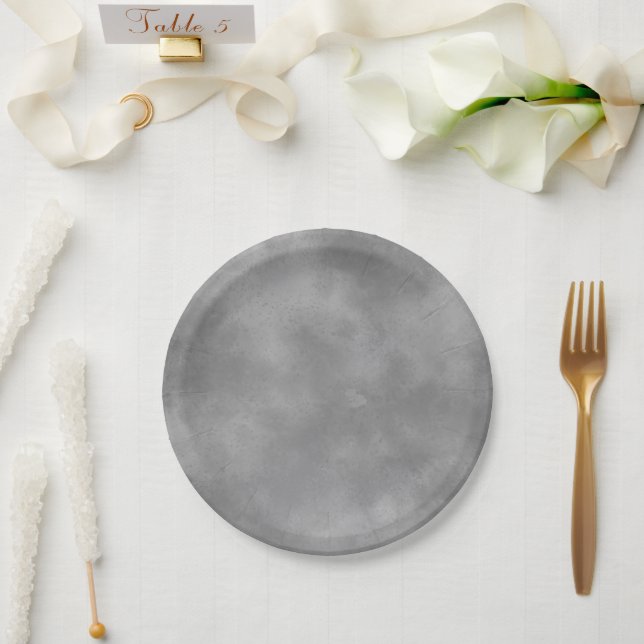 Stylish Storm cloud effect Grey  Paper Plate (Wedding)
