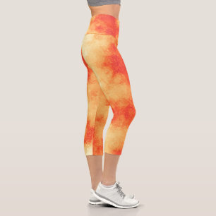 Stylish Storm cloud effect Orange Capri Leggings