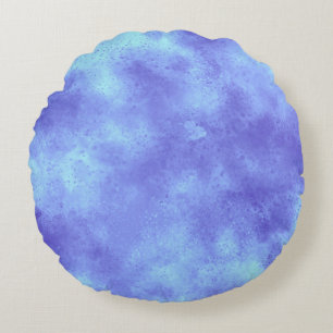 Stylish Storm cloud effect pattern pastel blue Round Cushion