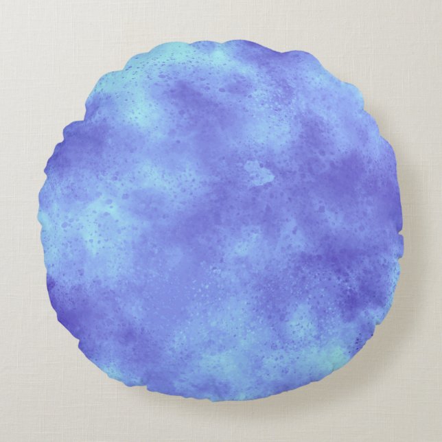 Stylish Storm cloud effect pattern pastel blue Round Cushion (Front)