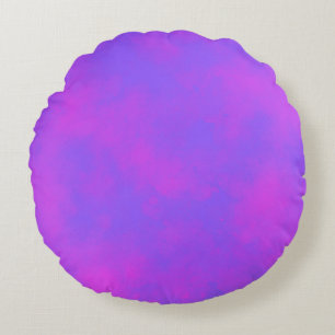 Stylish Storm cloud effect pattern pink blue Round Cushion