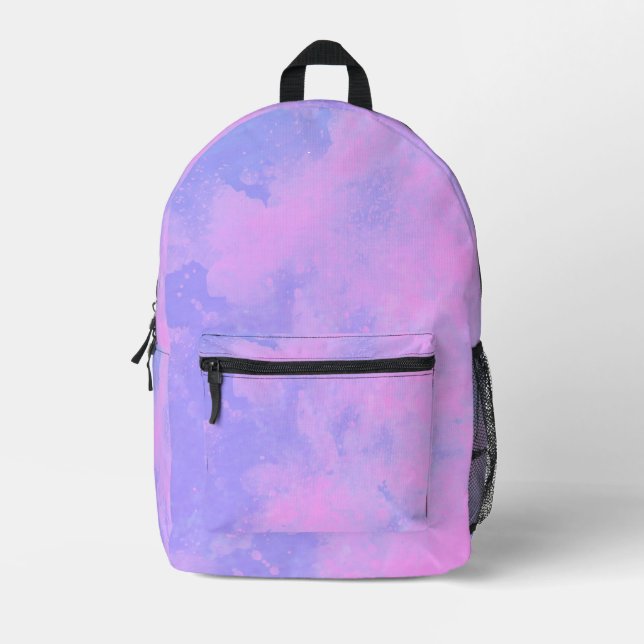 Stylish Storm cloud effect pattern Pink & Purple Printed Backpack (Front)