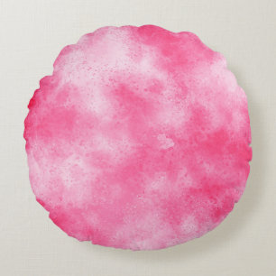 Stylish Storm cloud effect pattern pink white Round Cushion