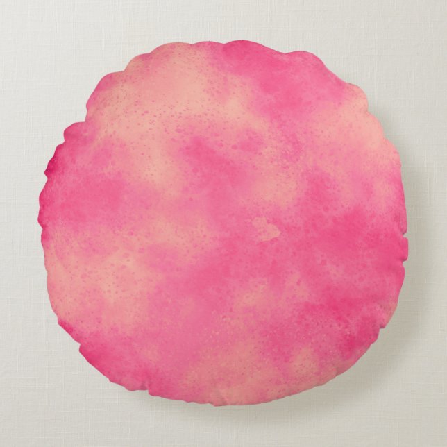 Stylish Storm cloud effect pattern pink yellow Round Cushion (Front)