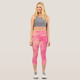 Stylish Storm cloud effect Pink Yellow Capri Leggings