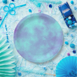 Stylish Storm cloud effect Purple Blue Paper Plate