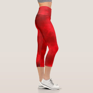 Stylish Storm cloud effect Red Capri Leggings